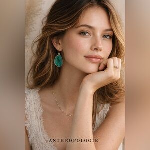 Emerald Green Crystal Earrings Pair Boho Bohemian Stone Natural Gem